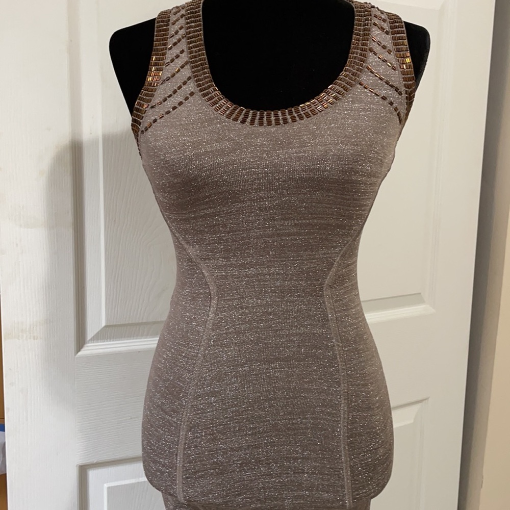Marciano Mini Dress Grey Sparkles with Sequins XS